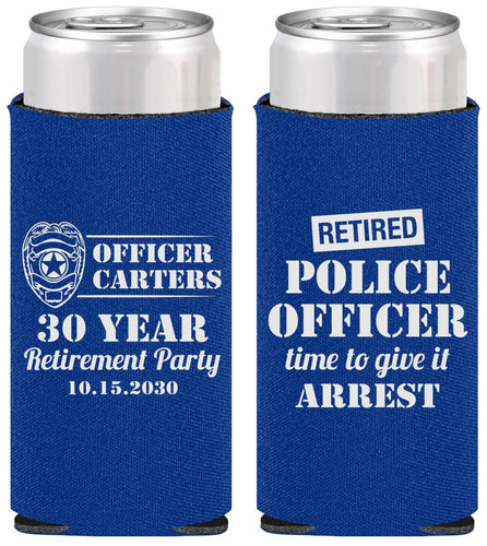 Personalized Retirement Slim Can Coolers - Police Officer | 150010