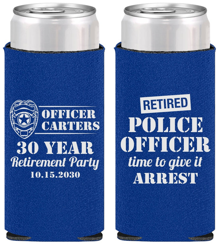 Personalized Retirement Slim Can Coolers - Police Officer | 150010