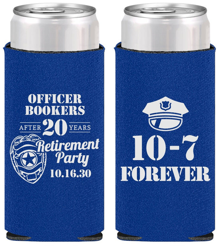 Personalized Retirement Slim Can Coolers - Police Officer | 150012