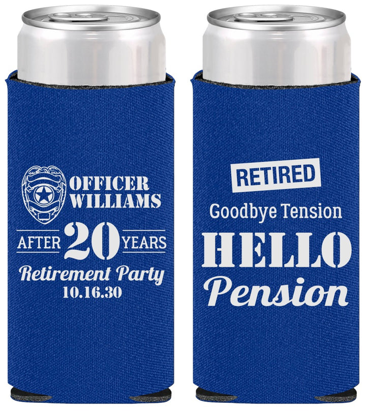 Personalized Retirement Slim Can Coolers - Police Officer | 150013