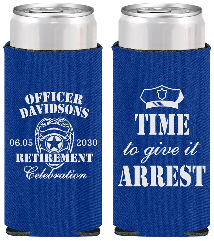 Personalized Retirement Slim Can Coolers - Police Officer | 150014