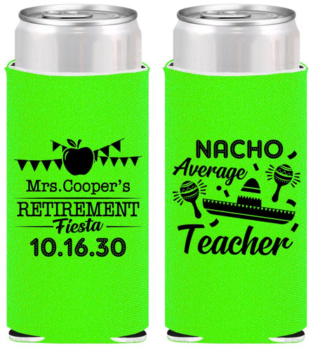 Personalized Retirement Slim Can Coolers - Nacho Average Teacher | 150023