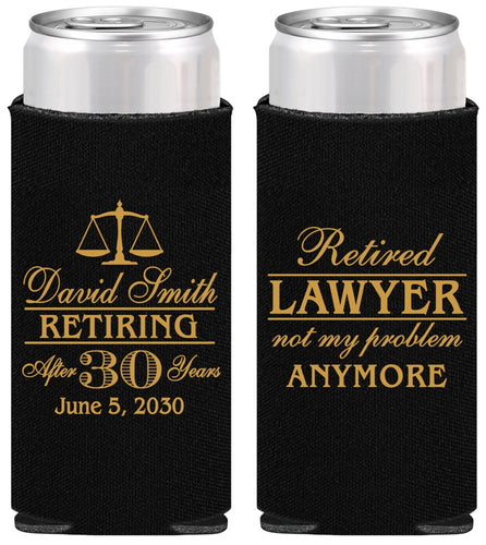 Personalized Retirement Slim Can Coolers - Lawyer | 150025