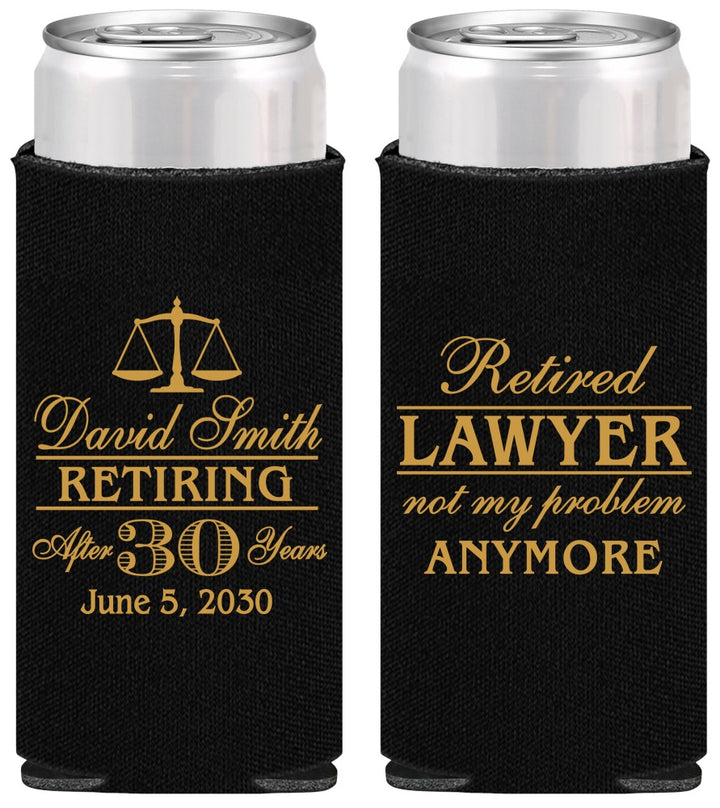 Personalized Retirement Slim Can Coolers - Lawyer | 150025