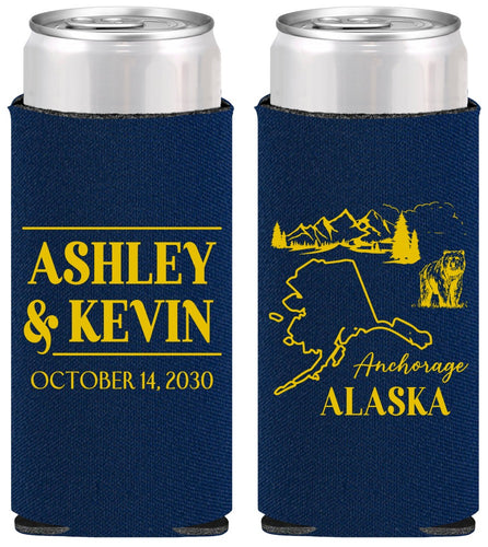 Personalized Wedding Slim Can Coolers - Alaska | 151