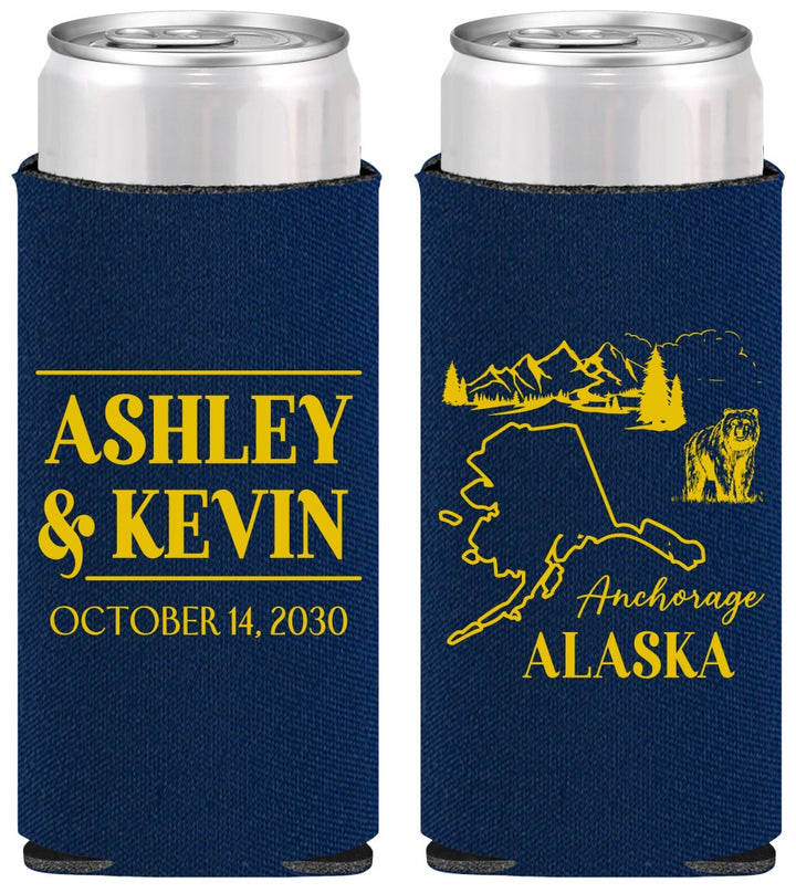 Personalized Wedding Slim Can Coolers - Alaska | 151