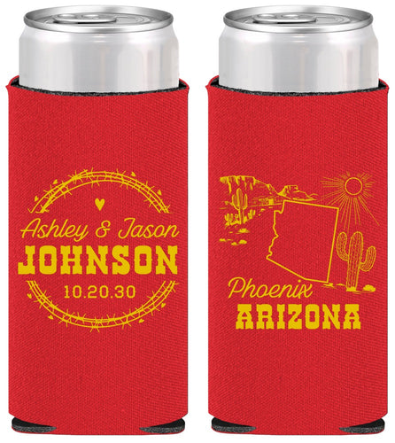 Personalized Wedding Slim Can Coolers - Arizona | 152