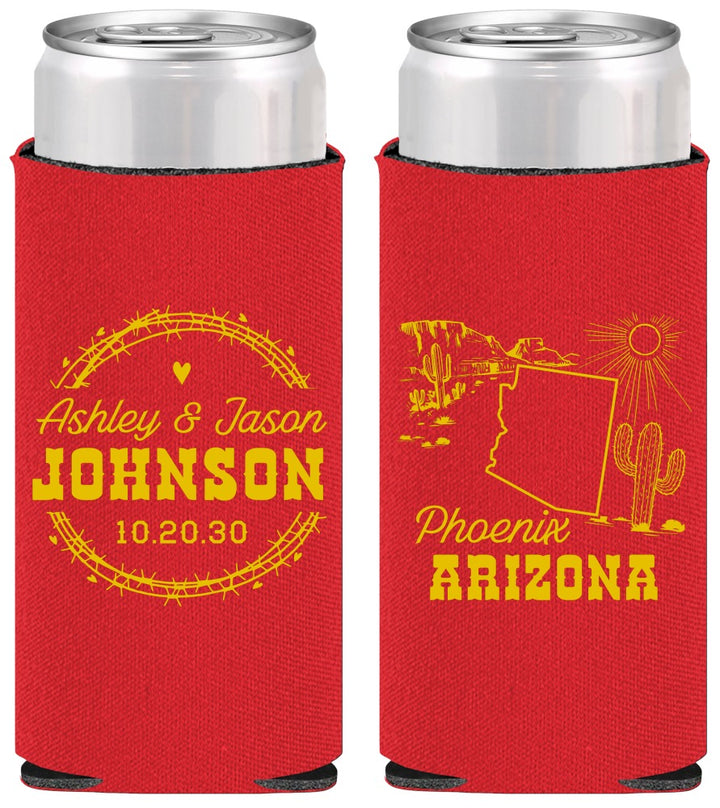Personalized Wedding Slim Can Coolers - Arizona | 152