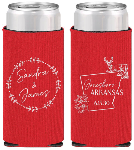 Personalized Wedding Slim Can Coolers - Arkansas | 153