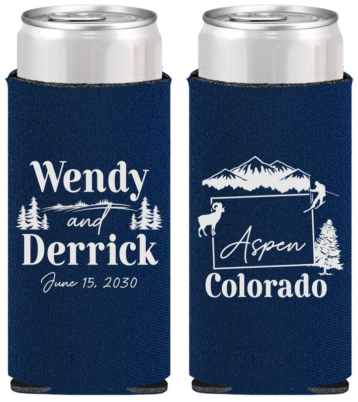 Personalized Wedding Slim Can Coolers - Colorado | 155