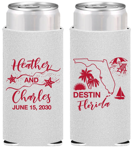 Personalized Wedding Slim Can Coolers - Florida | 158