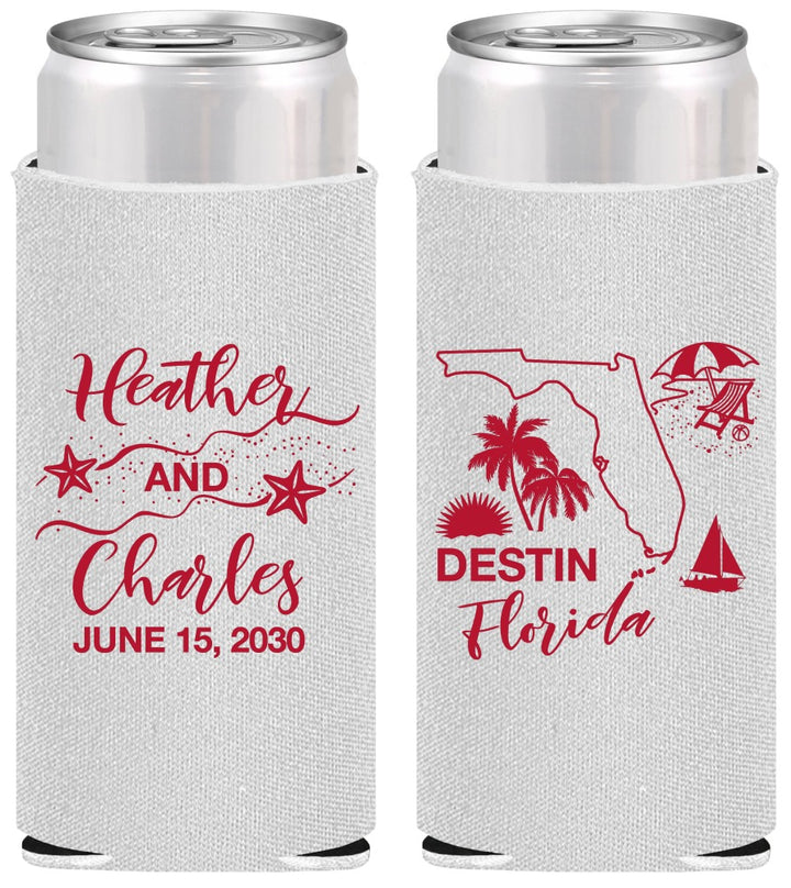 Personalized Wedding Slim Can Coolers - Florida | 158