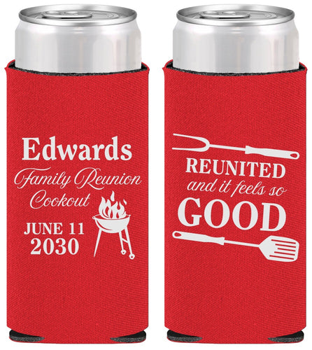 Personalized Family Reunion Slim Can Coolers - Bbq Reunited | 160001