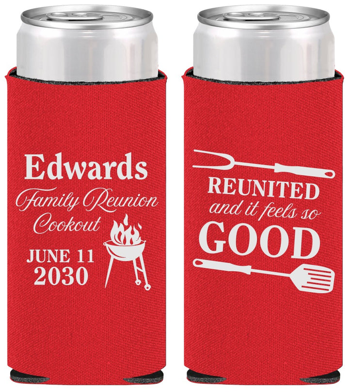 Personalized Family Reunion Slim Can Coolers - Bbq Reunited | 160001