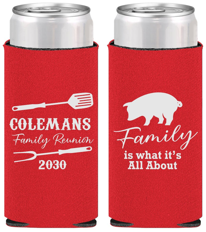 Personalized Family Reunion Slim Can Coolers - Bbq Barbeque | 160002