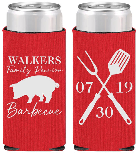 Personalized Family Reunion Slim Can Coolers - Bbq Barbeque | 160003