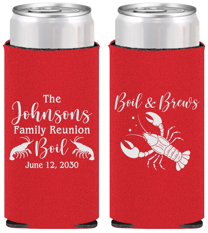 Personalized Family Reunion Slim Can Coolers - Crawfish Boil | 160005
