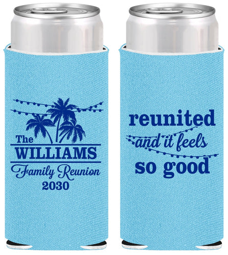 Personalized Family Reunion Slim Can Coolers - Beach Reunited | 160010