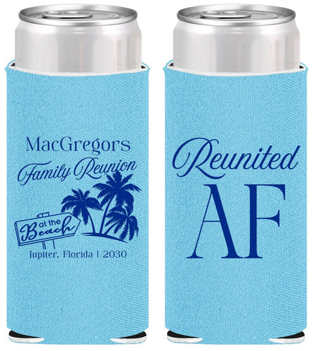 Personalized Family Reunion Slim Can Coolers - Beach Reunited Af | 160012