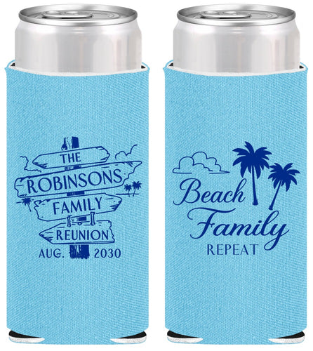 Personalized Family Reunion Slim Can Coolers - Beach Family Repeat | 160014