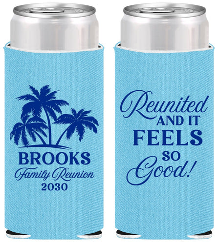 Personalized Family Reunion Slim Can Coolers - Beach Reunited | 160017
