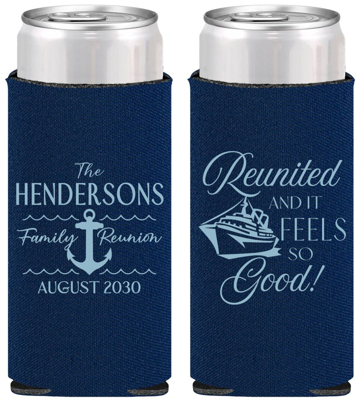Personalized Family Reunion Slim Can Coolers - Cruise Anchor | 160027