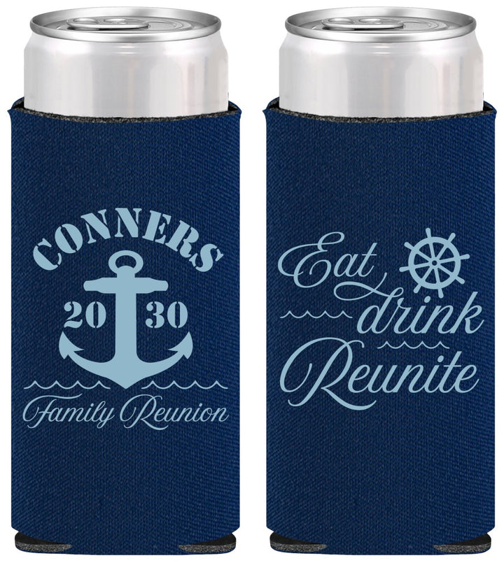 Personalized Family Reunion Slim Can Coolers - Cruise Anchor | 160028