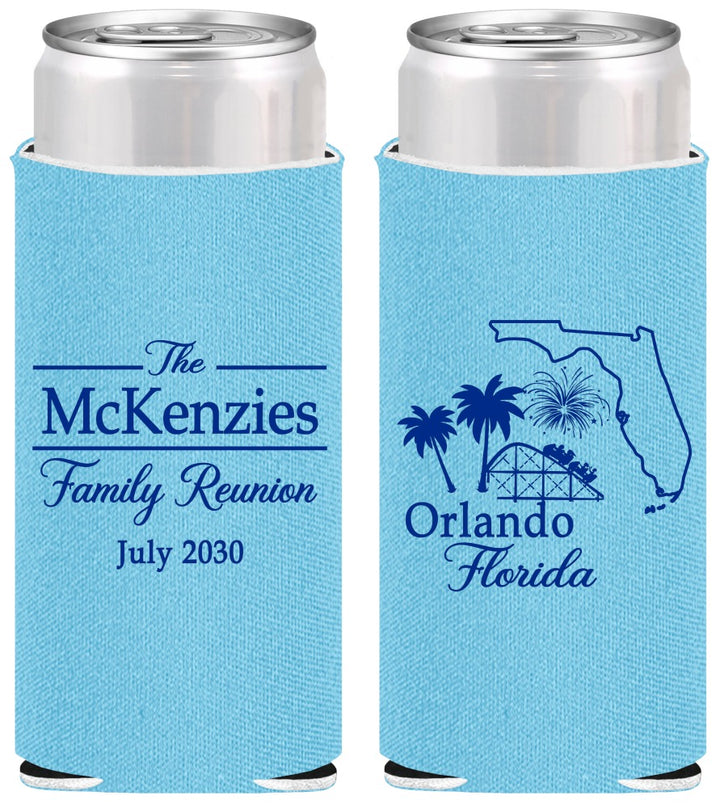 Personalized Family Reunion Slim Can Coolers - Orlando Florida | 160035