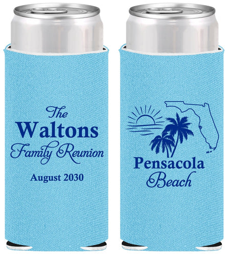Personalized Family Reunion Slim Can Coolers - Florida Beach | 160036