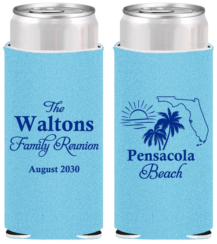 Personalized Family Reunion Slim Can Coolers - Florida Beach | 160036