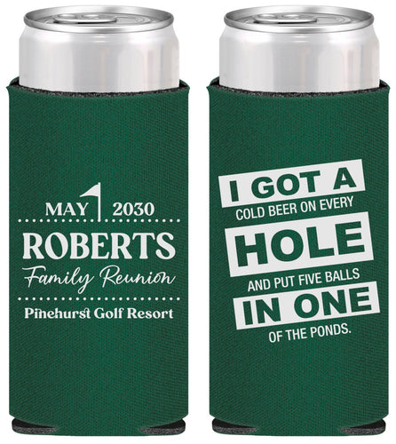 Personalized Family Reunion Slim Can Coolers - Golf | 160049