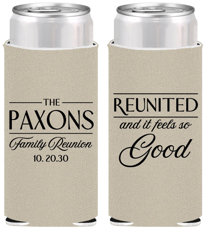 Personalized Family Reunion Slim Can Coolers - Reunited Feels So Good | 160052