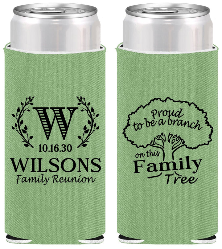 Personalized Family Reunion Slim Can Coolers - Monogram Tree | 160056
