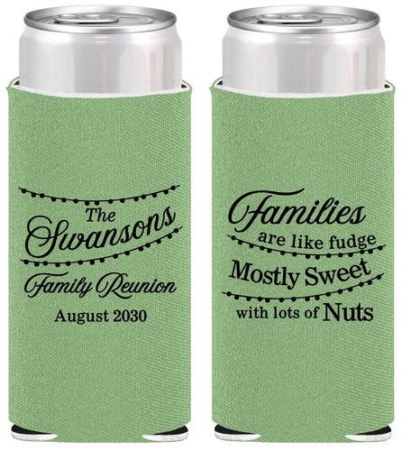 Personalized Family Reunion Slim Can Coolers - String Lights | 160059