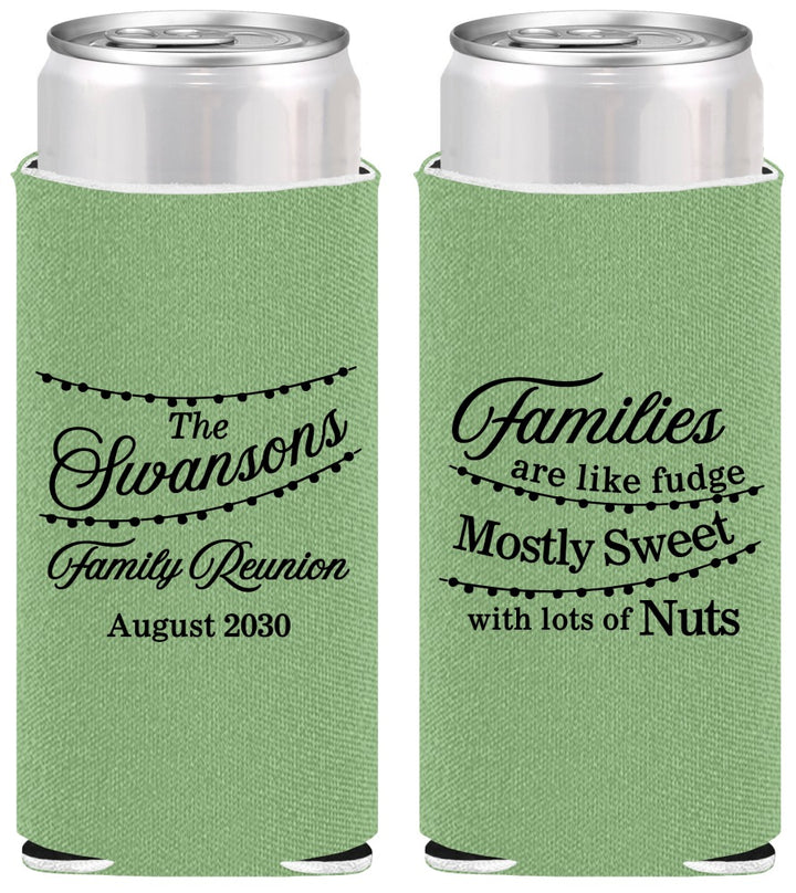 Personalized Family Reunion Slim Can Coolers - String Lights | 160059