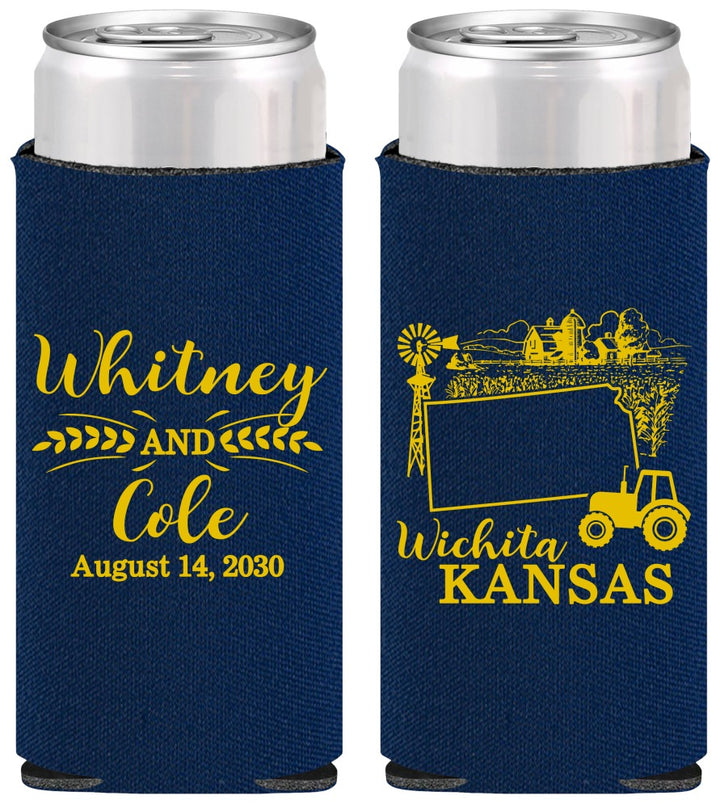 Personalized Wedding Slim Can Coolers - Kansas | 165