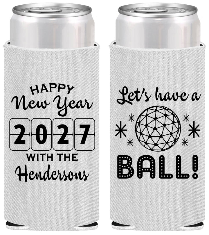 Personalized New Years Slim Can Coolers - 2027 Lets Have A Ball | 170001
