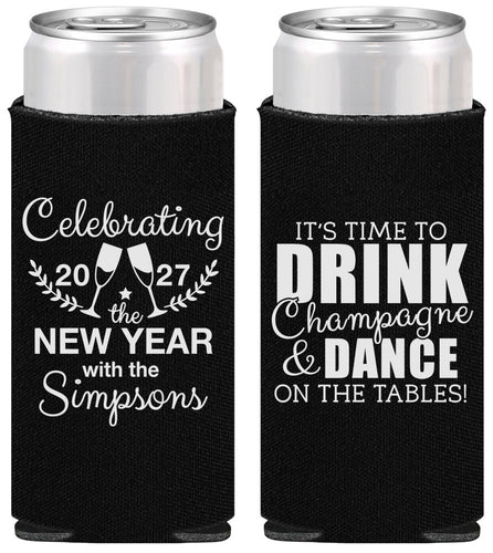 Personalized New Years Slim Can Coolers - 2027 Drink Dance | 170002