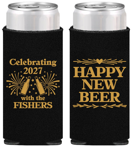 Personalized New Years Slim Can Coolers - 2027 Happy New Beer | 170004