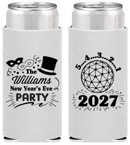 Personalized New Years Slim Can Coolers - 2027 Ball | 170005
