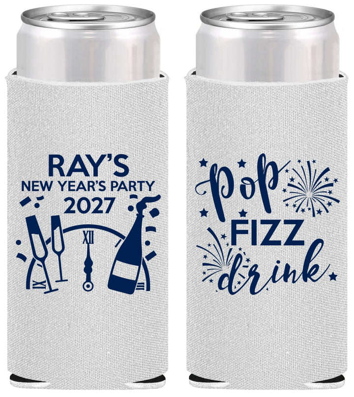 Personalized New Years Slim Can Coolers - 2027 Pop Fizz Drink | 170007