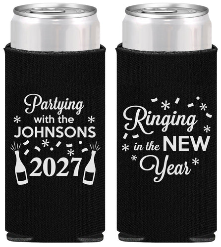 Personalized New Years Slim Can Coolers - 2027 Ringing In | 170014