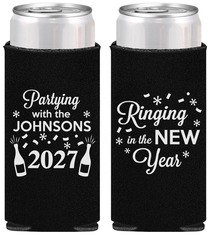 Personalized New Years Slim Can Coolers - 2027 Ringing In | 170014