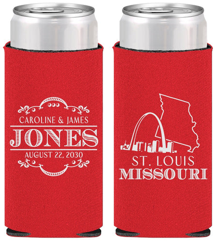 Personalized Wedding Slim Can Coolers - Missouri | 174