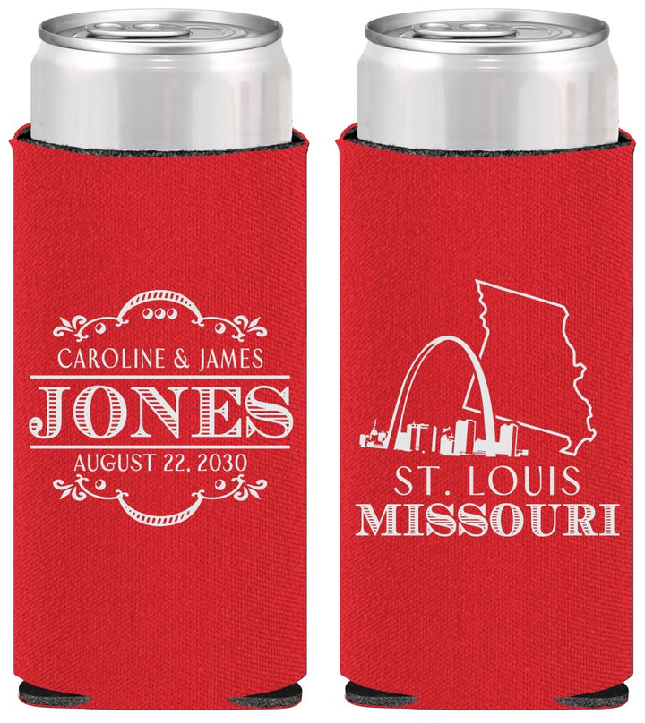 Personalized Wedding Slim Can Coolers - Missouri | 174