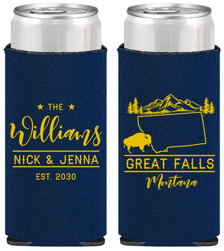 Personalized Wedding Slim Can Coolers - Montana | 175