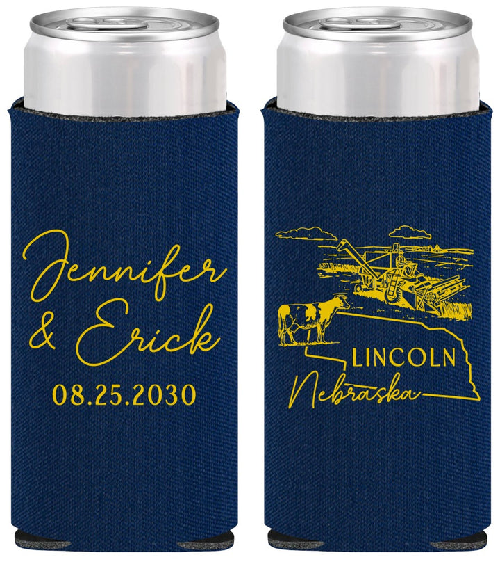 Personalized Wedding Slim Can Coolers - Nebraska | 176