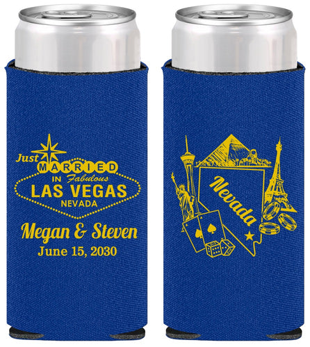 Personalized Wedding Slim Can Coolers - Nevada | 177