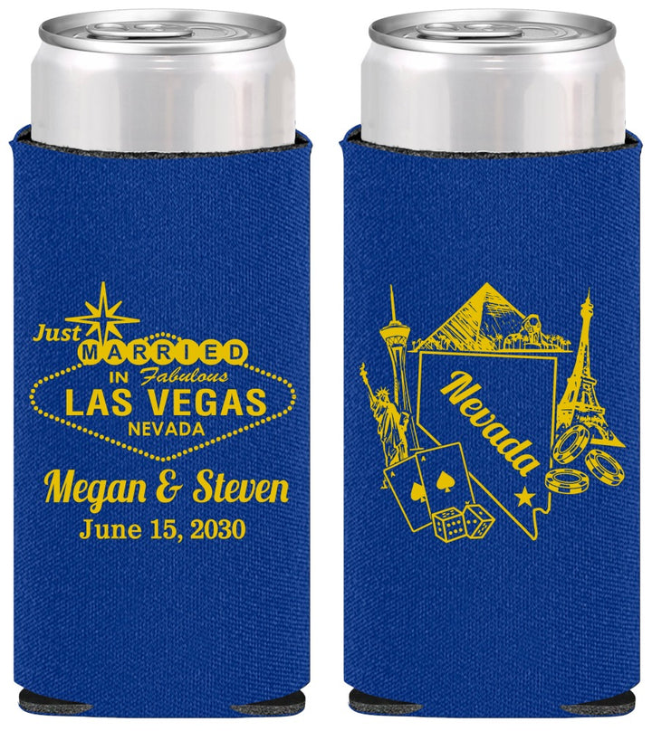 Personalized Wedding Slim Can Coolers - Nevada | 177