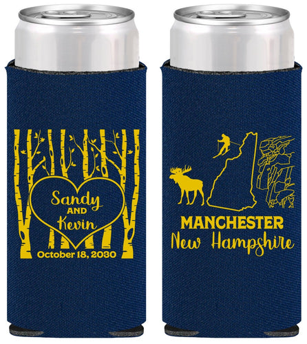 Personalized Wedding Slim Can Coolers - New Hampshire | 178